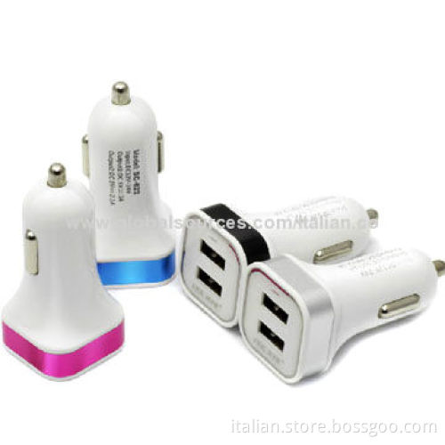 Dual-USB Car Plug-in Chargers for iPhone, Samsung and Any Other USB Devices with 2.1A Output